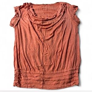 Sophie Max Salmon Color Soft Blouse, Drape Neckline, Sz XL